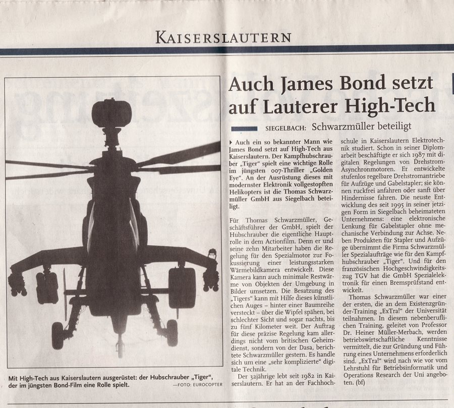 James Bond - Schwarzmüller - Zeitungsartikel